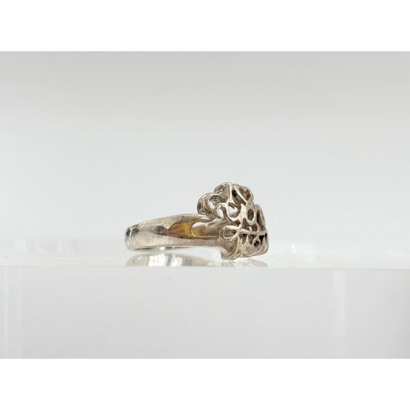 I Love Mom - Hand Carved Straight Shank 925 Sterling Silver Vintage Ring - sz 7 - Picture 3 of 12